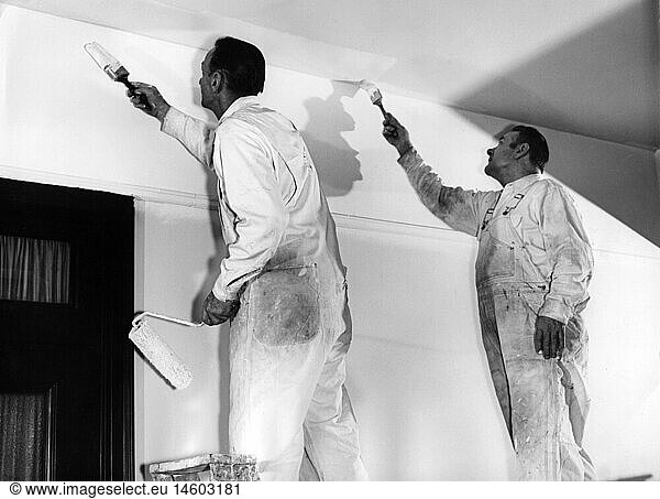 people  professions  painter  two painter working  1960s