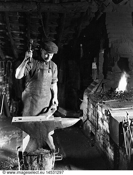 people  professions  smith  blacksmith working  Great Britain  1950s