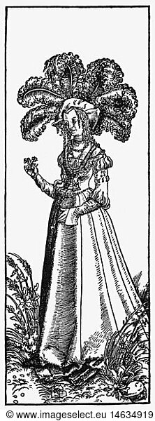 people  women  noblewoman  woodcut by Lucas Cranach  circa 1506