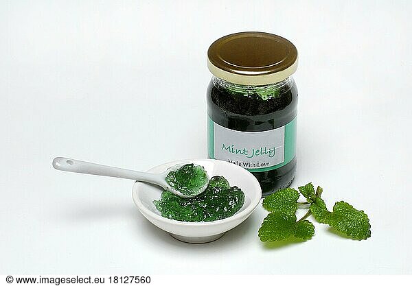 Peppermint jelly in shell and jar  peppermint jelly  jam  jelly  mint jelly