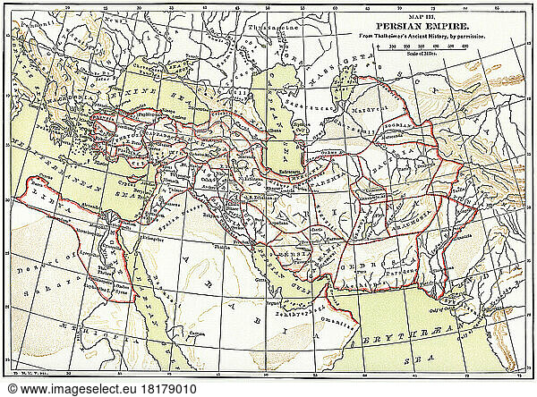 Persian Empire Map  Illustration  Ridpath's History of the World  Volume I  by John Clark Ridpath  LL. D.  Merrill & Baker Publishers  New York  1894