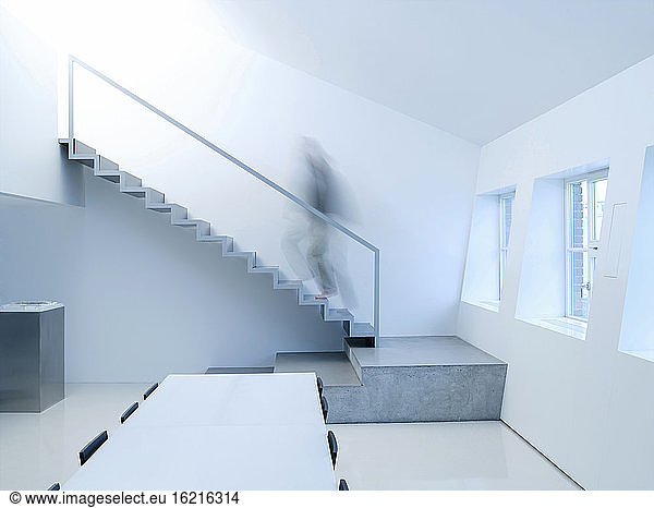 Person walking upstairs  side view