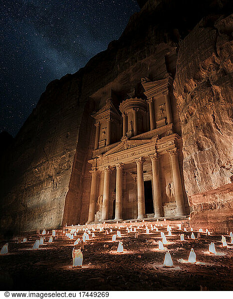 Petra monument in Jordan at Night