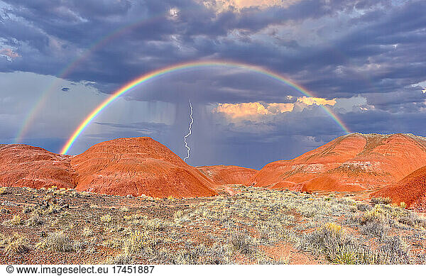 Petrified Forest Rainbow and approaching Storm