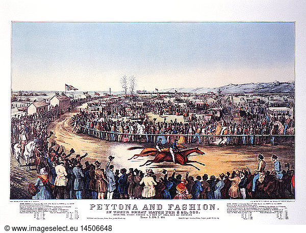 Peytona and Fashion in Their Great Match for $20  000  May 13  1845  Currier & Ives  Lithograph