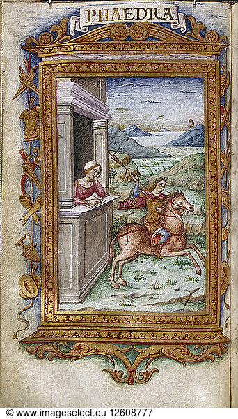 Phaedra mit Blick auf Hippolyt (Illustration zu Die Heroiden von Ovid)  1485-1499. Künstler: Majorana  Cristoforo (tätig ca. 1480-1494)