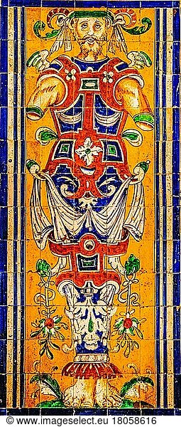 Phantasie-Keramiik  Palast Karl V. Alcázar  Sevilla  Sevilla  Andalusien  Spanien  Europa