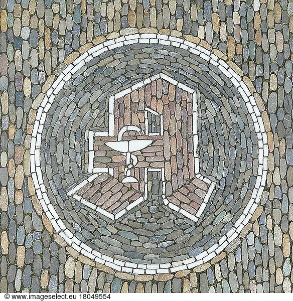 Pharmacy sign as ornament  pavement mosaic on the pavement  Freiburg im Breisgau  Baden-Württemberg  Germany  Europe