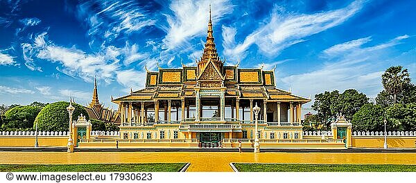 Phnom Penh Touristenattraktion und berühmtes Wahrzeichen  Panorama des Königspalastes  Kambodscha  Asien
