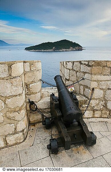 Photo of a cannon on Dubrovnik City Walls  Dubrovnik Old Town  Croatia