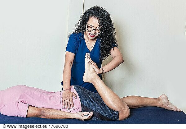 Physiotherapy rehabilitation concept  Physiotherapist with patient  Lumbar Physiotherapy