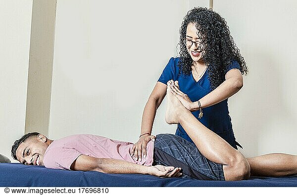 Physiotherapy rehabilitation concept  Physiotherapist with patient  Lumbar Physiotherapy
