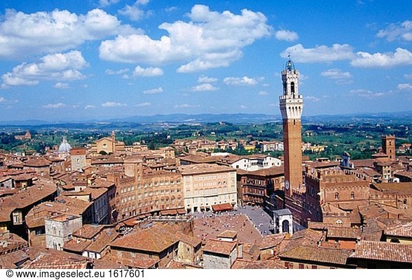Piazza del Campo und Torre del Mangia. Siena. Italien