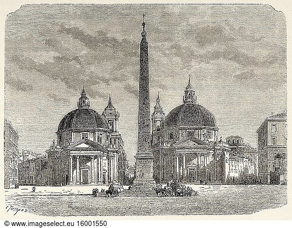 Piazza del Popolo  Rome. Italy  Europe. Trip to Rome by Francis Wey 19Th Century.
