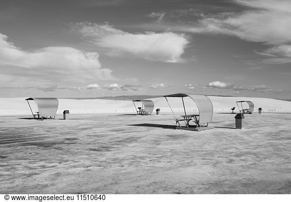 Picnic tables and shelters at White Sands National Park