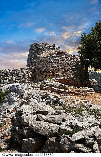 Picture and image of the prehistoric magalith ruins of the multi towered Nuraghe Serbissi  archaeological site  Bronze age (14 - 10 th century BC). Nuraghe Serbissi is situated at over 900 meters on a remote limestone plateau in central Sardinia. Osini in Ogliastra  Southern Sardinia.