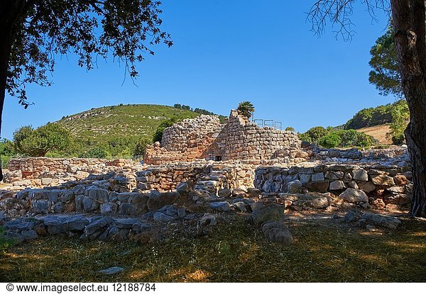 Pictures and image of the exterior ruins of Palmavera prehistoric central Nuraghe tower  archaeological site  middle Bronze age (1500 BC)  Alghero  Sardinia.