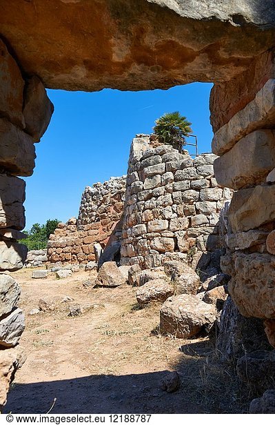 Pictures and image of the exterior ruins of Palmavera prehistoric central Nuraghe tower  archaeological site  middle Bronze age (1500 BC)  Alghero  Sardinia.