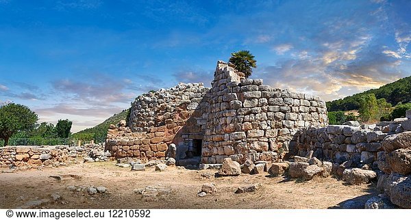 Pictures and image of the exterior ruins of Palmavera prehistoric central Nuraghe tower  archaeological site  middle Bronze age (1500 BC)  Alghero  Sardinia.
