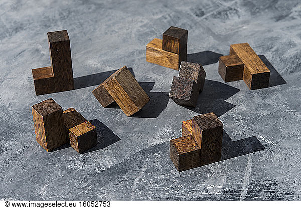 Pieces of wooden puzzle