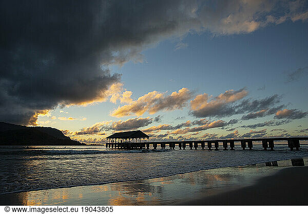 Pier over water  Hanalei Bay  Kauai