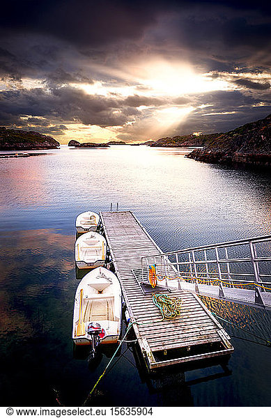 Pier with boats  Kabelvag  Lofoten  Norway