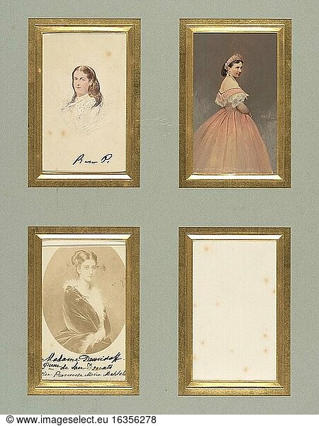Pierson  Pierre-Louis 1822–1913.Madame Demidoff and Unknown Sitters  Cartes-de-visite  ca. 1855–1865.Albumen silver prints from glass negatives  8.6 × 5.1 cm.Inv. Nr. 2005.100.410New York  Metropolitan Museum of Art.