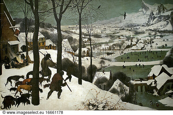 Pieter Bruegel The Elder (1525-1569). Netherlands painter. Hunters in the snow  1569. Art History Museum. Vienna. Austria.