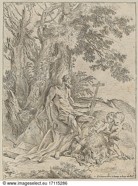 Pietro Testa  1612 – 1650. Saint Jerome  1632/1633. Etching on laid paper  30.7 × 23.2 cm.
Inv. Nr. 2011.91.4 
Washington  National Gallery of Art.