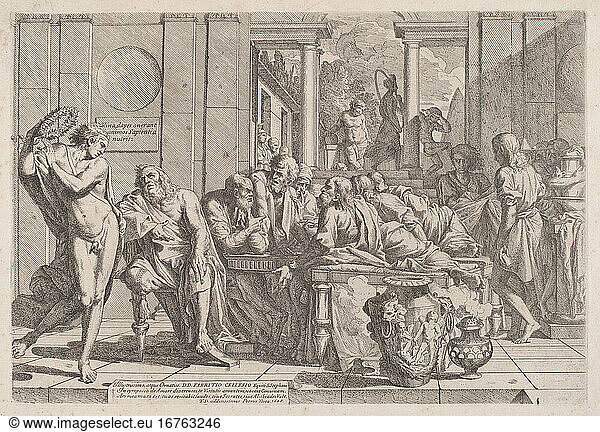 Pietro Testa  1612 – 1650. The Symposium  1648. Etching  31.2 × 43.6 cm.
Inv. Nr. 2012.126.2 
Washington  National Gallery of Art.