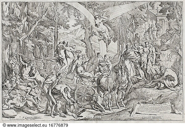 Pietro Testa  1612 – 1650. The Triumph of Painting on Parnassus  1644/1648. Etching on laid paper  47.94 × 72.87 cm.
Inv. Nr. 2015.43.1 
Washington  National Gallery of Art.