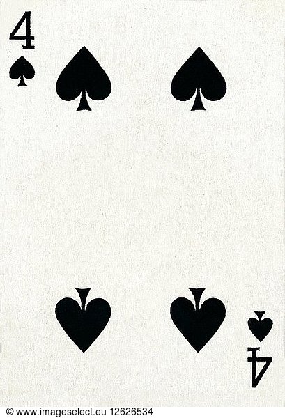 Pik 4 aus einem Kartenspiel von Goodall & Son Ltd.  um 1940. Künstler: Unbekannt.