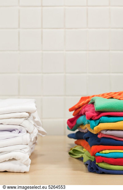 Piles of clean laundry