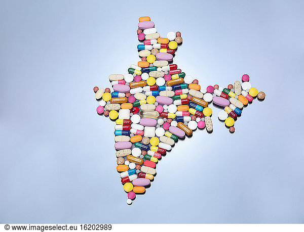 Pillen in Indien Karte Form