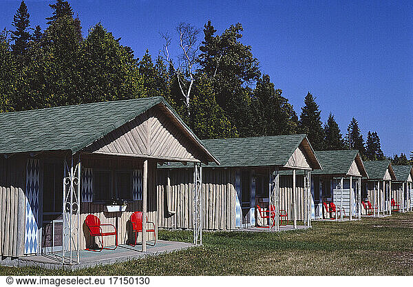 Pine Cone Cabins  Saint Ignace  Michigan  USA  John Margolies Roadside America Photograph Archive  1980