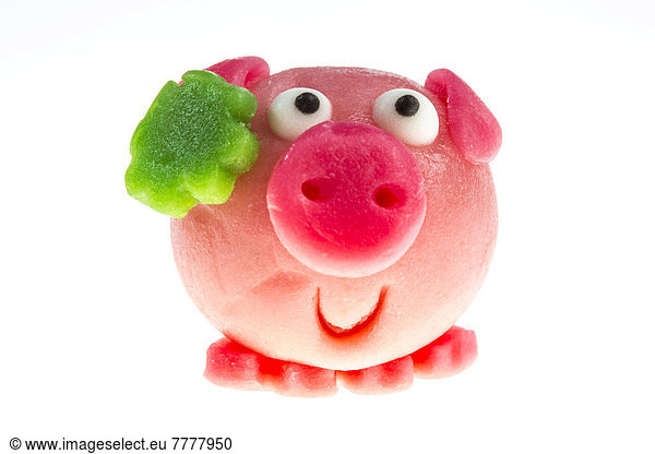 Pink marzipan pig  lucky charm for New Year