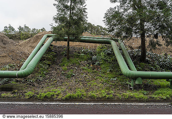Pipelines für geothermische Energie  Sao Miguel  Azoren  Portugal