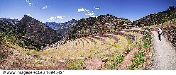 Pisac Inka-Ruinen  Heiliges Tal der Inkas (Urubamba-Tal)  in der Nähe von Cusco  Peru