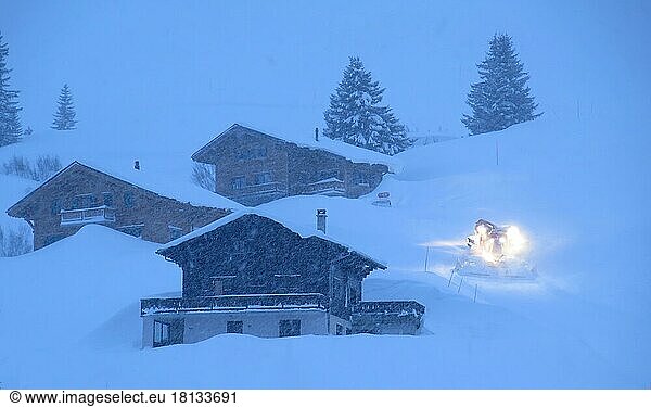 Pistenbulli  ski slope  Les Crosets  Valais  Switzerland  Europe