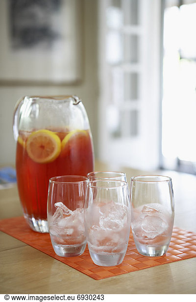 Pitcher of Iced Tea with Lemon