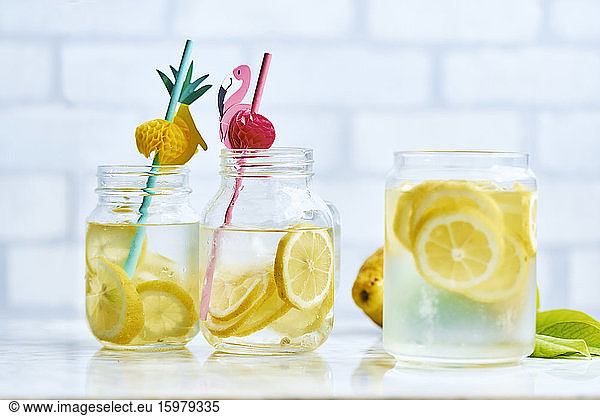 Pitchers with fresh homemade lemonade