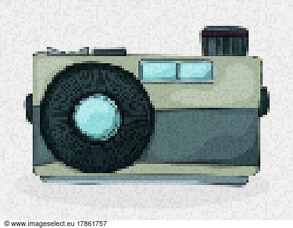 Pixel Art Digitalkamera Vektor-Symbol