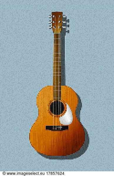 Pixel art guitar vector icon