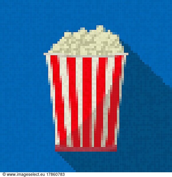 Pixel Art Popcorn-Symbol  Vektor-Illustration