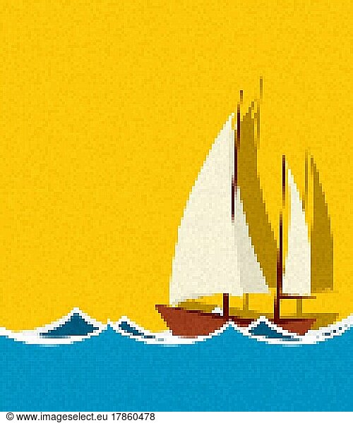 Pixel Art Segelschiff  Vektor-Illustration