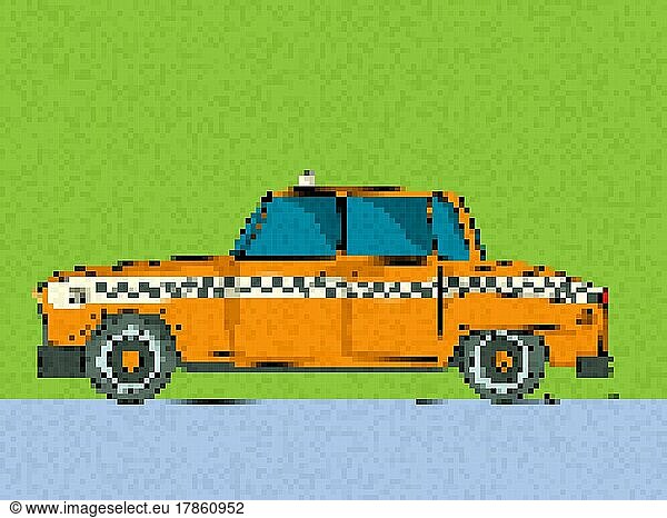 Pixel Art Taxi Auto  Vektor-Illustration
