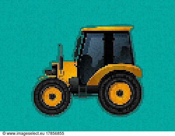 Pixel Art Traktor-Symbol  Vektor-Illustration