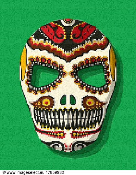 Pixel Art Zucker Schädel  Vektor-Illustration