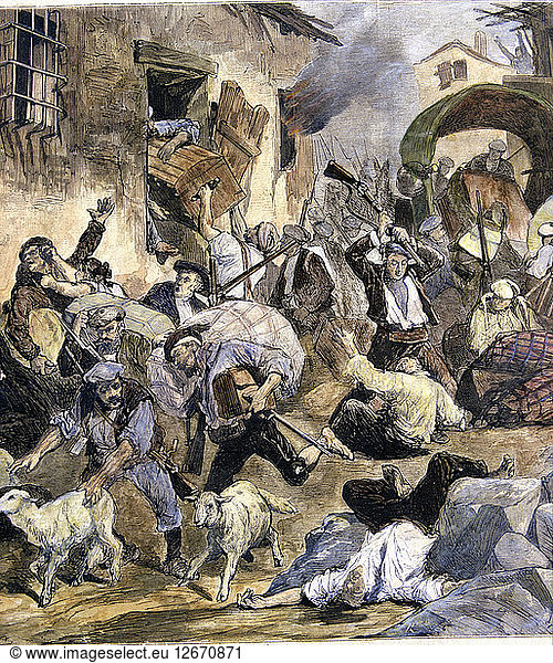 Plünderung der Stadt Cuenca und Einmarsch der karlistischen Truppen unter dem Kommando von Infant D. Alfonso  d?