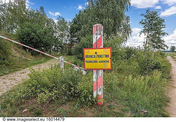 Place of former Polish-Russian border in Kiermusy village within Bialystok County  Podlaskie Voivodeship in northeastern Poland.